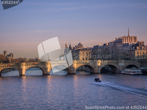 Image of View on Paris France at dusk