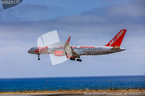 Image of ARECIFE, SPAIN - APRIL, 15 2017: Boeing 757 - 200 of JET2 with t