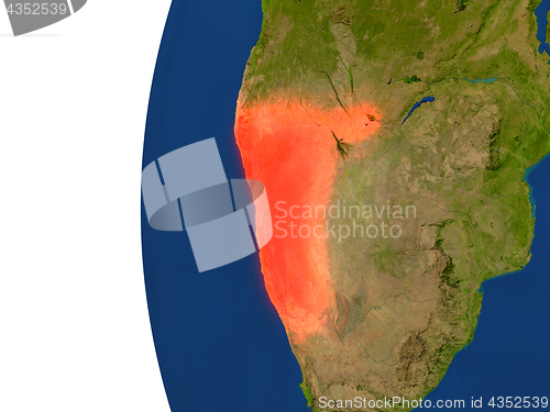 Image of Namibia on globe