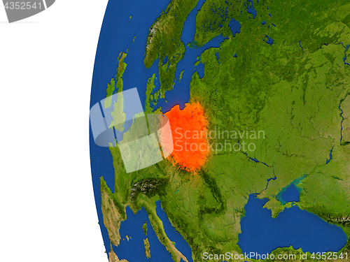 Image of Poland on globe