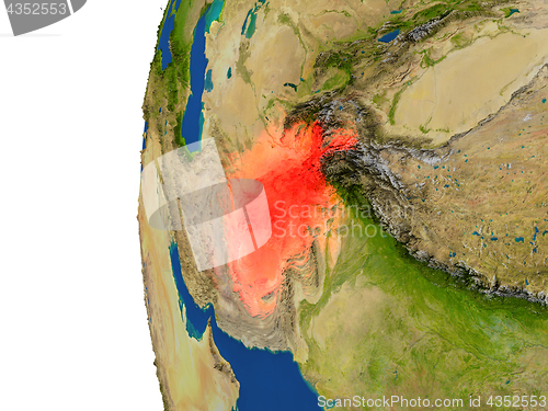 Image of Afghanistan on globe