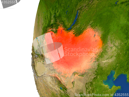 Image of Mongolia on globe