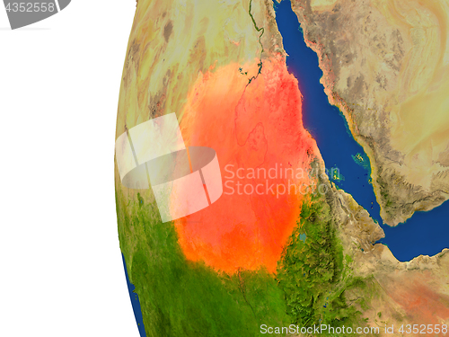 Image of Sudan on globe