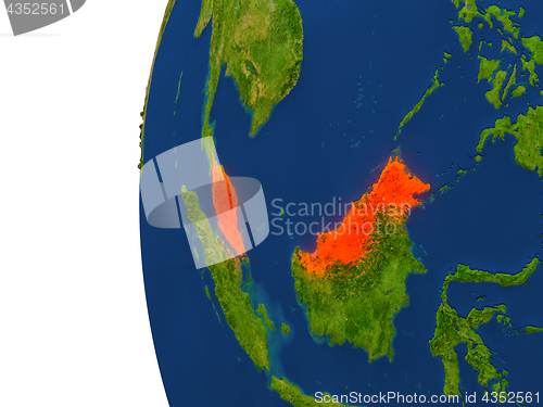 Image of Malaysia on globe