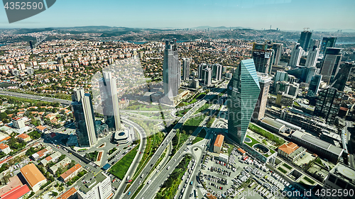 Image of Istanbul, Turkey - April 3, 2017: Arial view the Levent Business District.