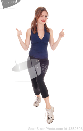 Image of Exercise woman with her thump up.