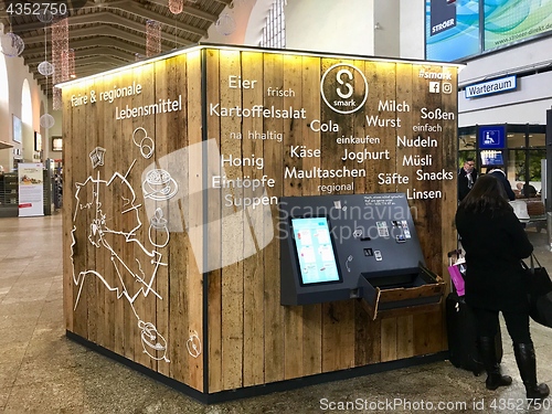 Image of Vending machine offering fair produced local food and drinks