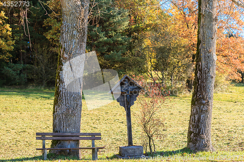 Image of Bavarian crossroads between Two trees