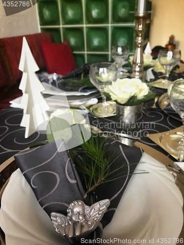 Image of Table setting for celebration Christmas