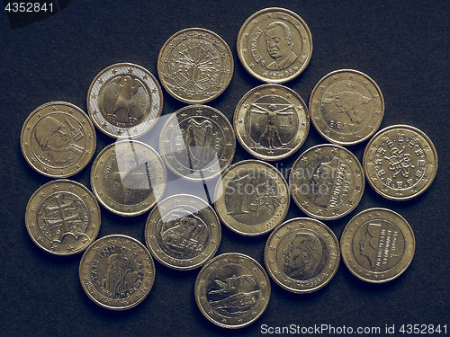 Image of Vintage Euro coins of many countries