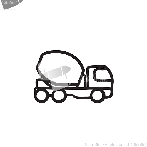 Image of Concrete mixer truck sketch icon.