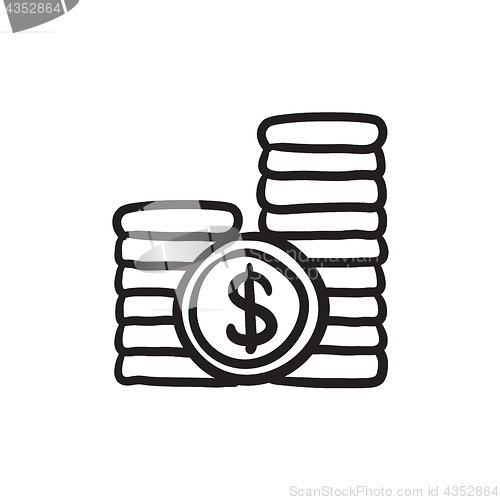 Image of Dollar coins sketch icon.