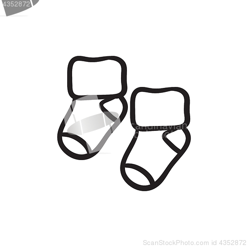 Image of Baby socks sketch icon.