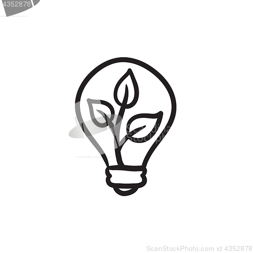Image of Lightbulb and plant inside sketch icon.