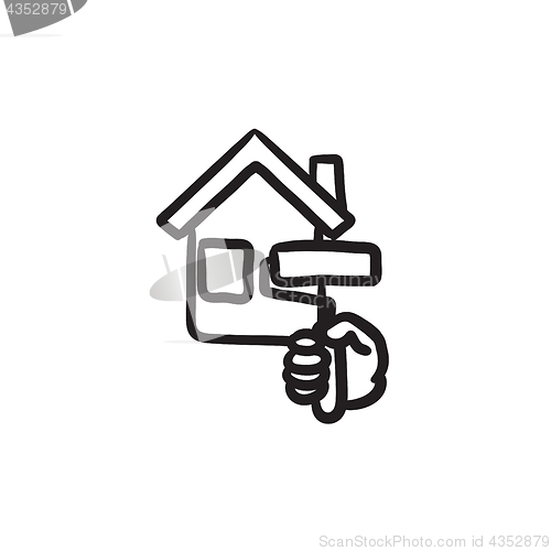 Image of House painting sketch icon.