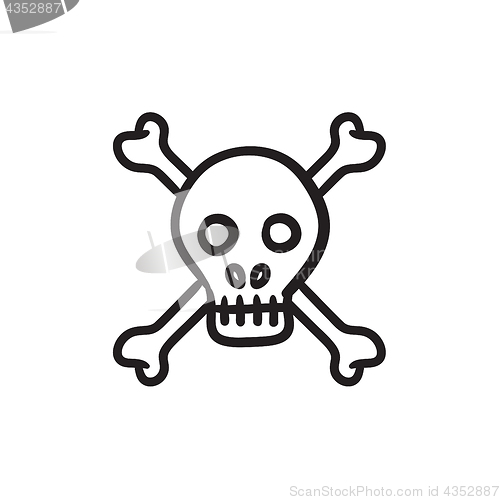 Image of Skull and cross bones sketch icon.