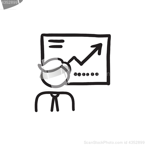 Image of Businessman with infographic sketch icon.