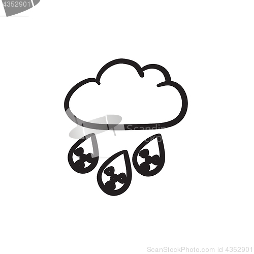 Image of Radioactive cloud and rain sketch icon.