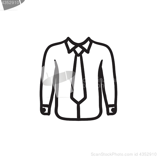 Image of Shirt with tie sketch icon.