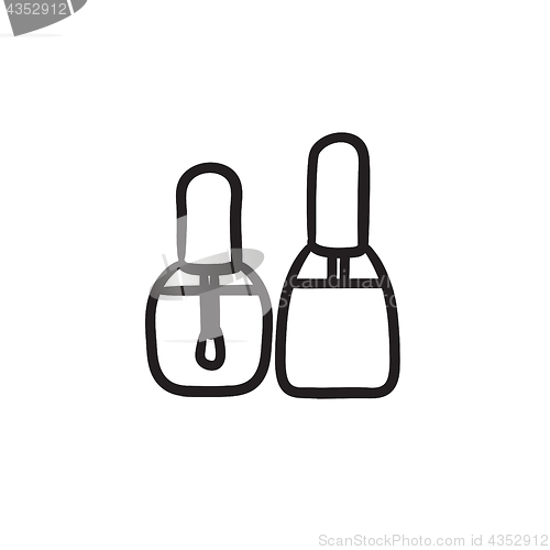 Image of Bottles of nail polish sketch icon.