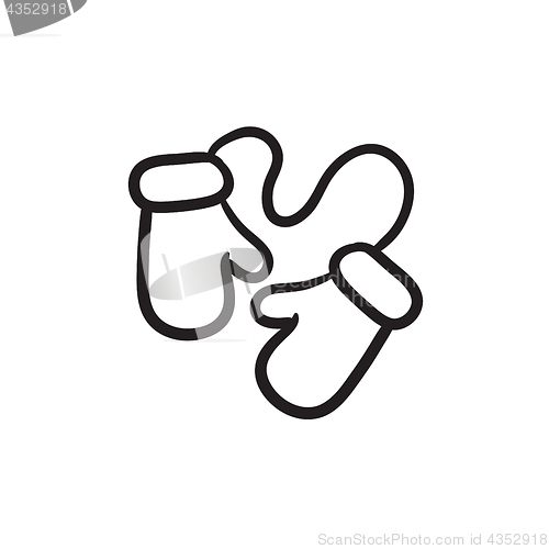 Image of Baby mittens sketch icon.