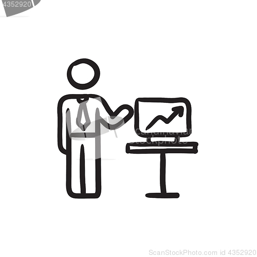 Image of Business presentation sketch icon.