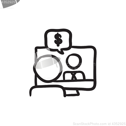 Image of Business video negotiations sketch icon.