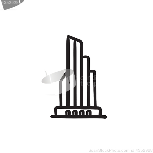 Image of Skyscraper office building sketch icon.