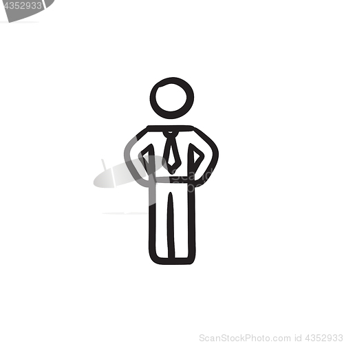 Image of Businessman standing sketch icon.