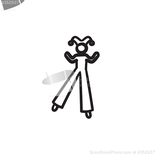 Image of Clown on stilts  sketch icon.