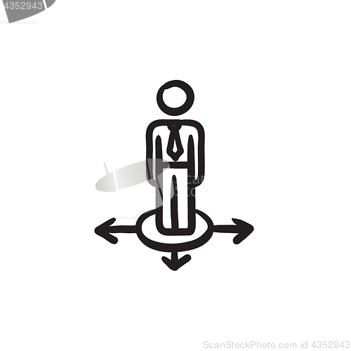 Image of Businessman in three ways sketch icon.