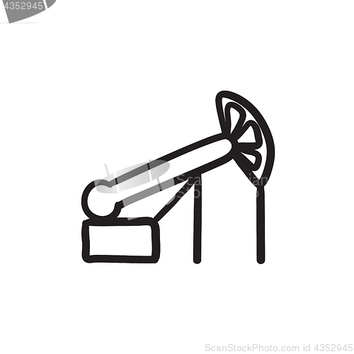 Image of Pump jack oil crane sketch icon.