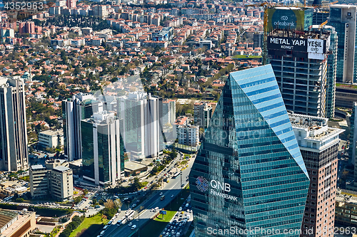 Image of Istanbul, Turkey - April 3, 2017: Arial view the Levent Business District.