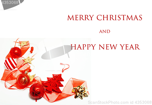 Image of christmas decoration isolated , white background for post card g