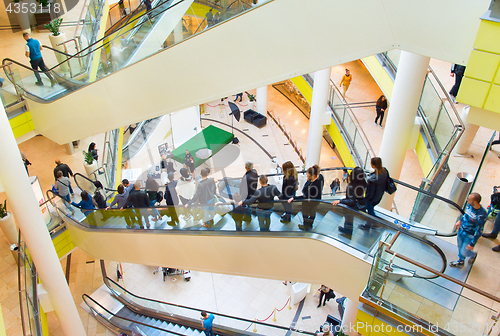 Image of People escalator in shopping mall