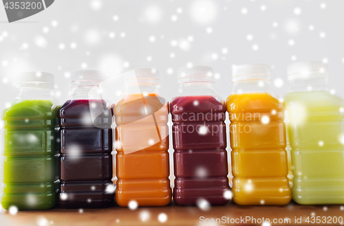 Image of bottles with different fruit or vegetable juices