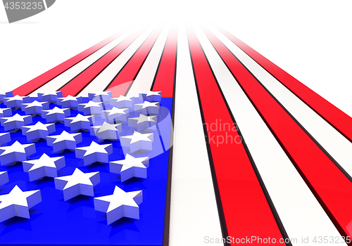 Image of 3D Rendering of American Flag in Strong Perspective Disappearing