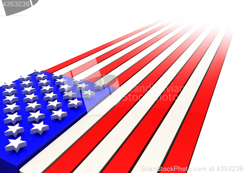 Image of 3D Rendering of American Flag in Strong Perspective Disappearing