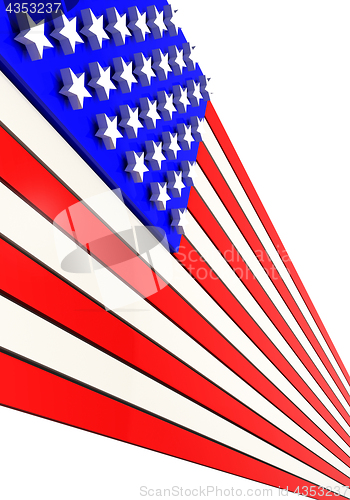 Image of 3D Rendering of American Flag in Strong Perspective