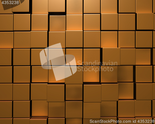 Image of 3D Rendering of Wall of Uneven Gold Tiles