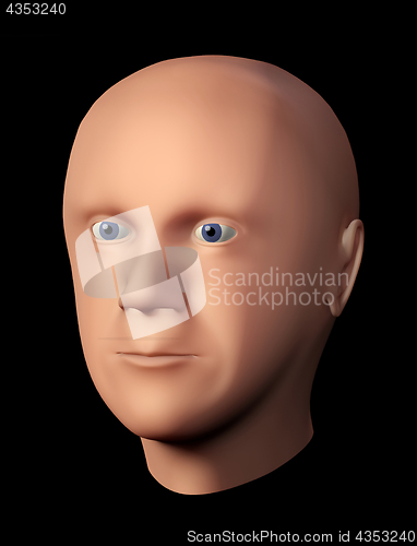 Image of 3D rendering of a male head without hair