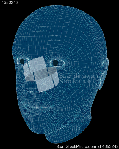 Image of Wireframe Rendering of a Man's Head