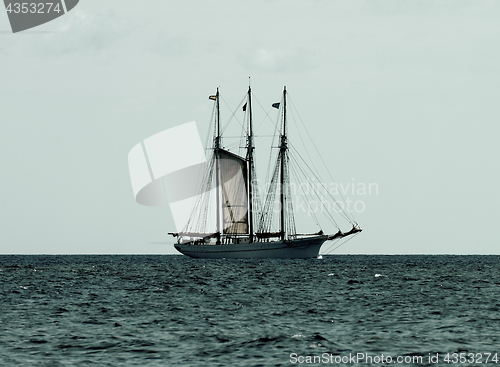Image of Sea Sailboat on Waves