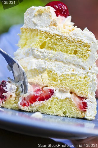 Image of Slice of strawberry meringue cake