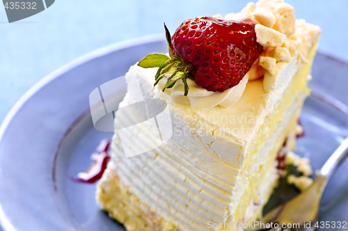 Image of Slice of strawberry meringue cake