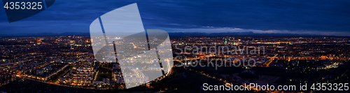 Image of Munich center cityscape night panoramic aerial view