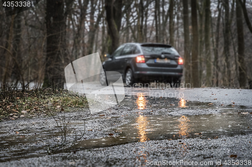 Image of Wet road in heavy rain