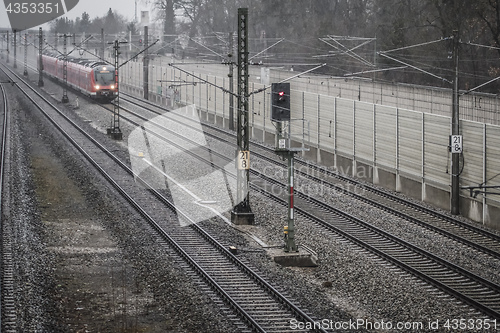 Image of S-Bahn Gernlinden in the rain and storm