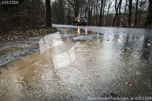 Image of Wet road in heavy rain