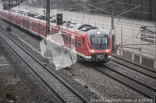 Image of S-Bahn Gernlinden in the rain and storm